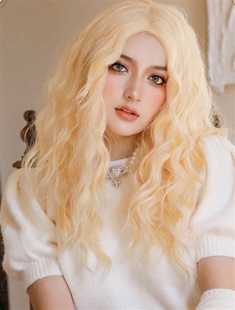 Side Parting Platinum Blonde Wavy Hair Wigs For Daily Cosplay Party Florashe