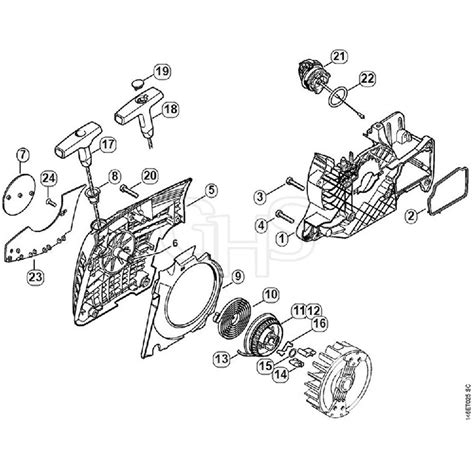 genuine stihl ms    fan housing  rewind starter ghs
