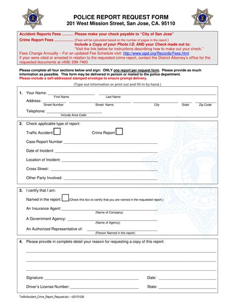 Police Accident Report Form