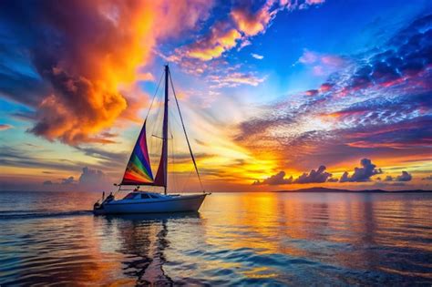 Premium Photo Sail Boat In A Sunset Sky