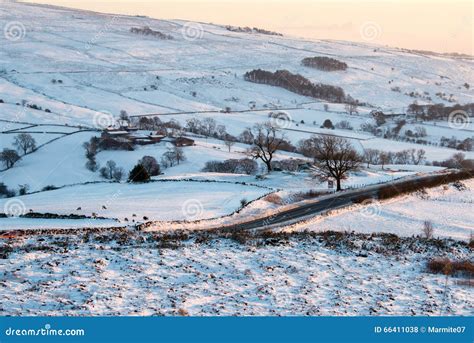 Snowy fields in England stock photo. Image of landscape - 66411038