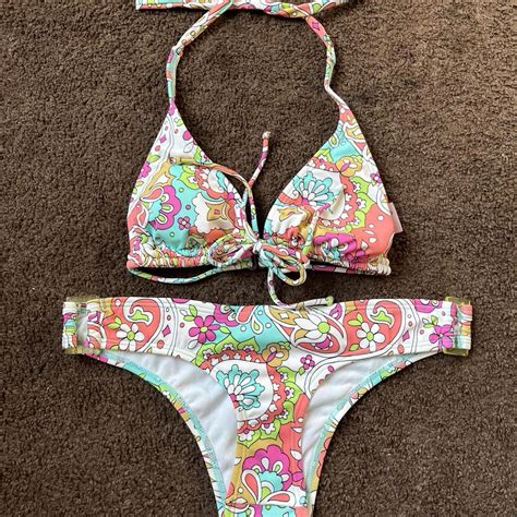 Mudd Womens Matching Paisley Print Bikini Set Size Depop