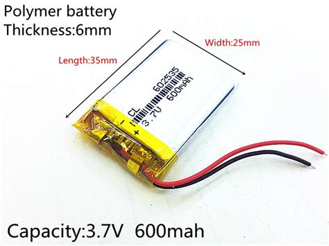 3 7V 600mAh akumulator polimer li akumulator litowo jonowy do słuchawki