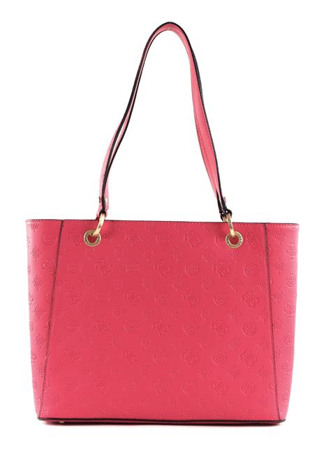 Guess Handbag Geva Noel Tote Magenta Logo Buy Bags Purses