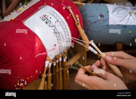 Woman Hands Embroider Bobbin Lace Hi Res Stock Photography And Images