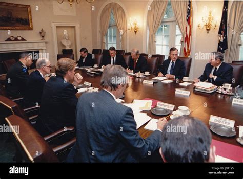 United States President George H W Bush Meets With The National