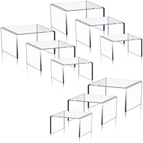 MSYU 2 Pack Acrylic Risers Clear Rectangle Acrylic Display Risers