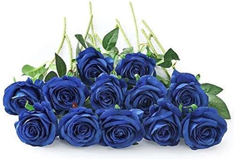 Amazon de Laelfe 12 Stück Künstliche Blaue Rosen 21in Realistische