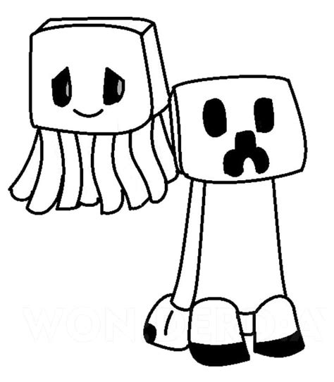 Cute Minecraft Creeper And Ghast Coloring Page Free Printable 8540 Hot Sex Picture