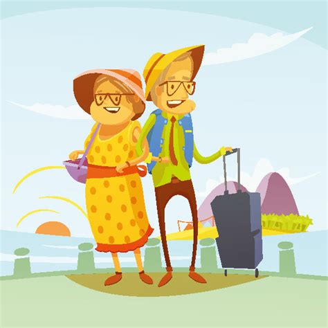 Cartoon character travel illustration vector free download