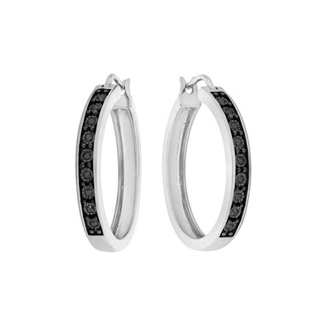 Gem And Harmony Enhanced Black Diamond Hoop Earrings 112 Carat Ctw