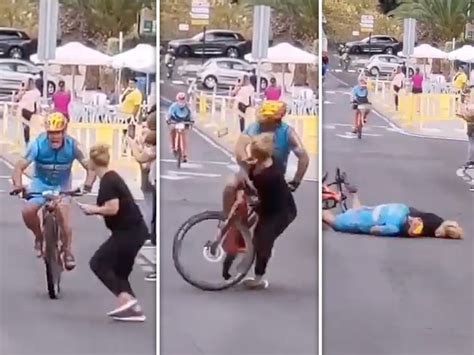 Cyclist Suffers Head Injury After Violently Crashing Into Spectator