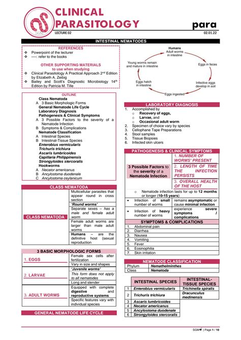 SOLUTION Clinical Parasitology Intestinal Nematodes Studypool