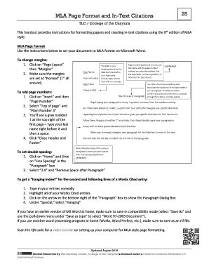 Fillable Online Mla Page Format And In Text Citations Fax Email Print