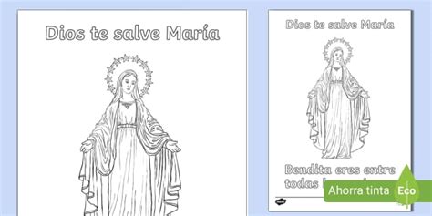 FREE Dios Te Salve Maria Para Colorear Recurso Imprimible