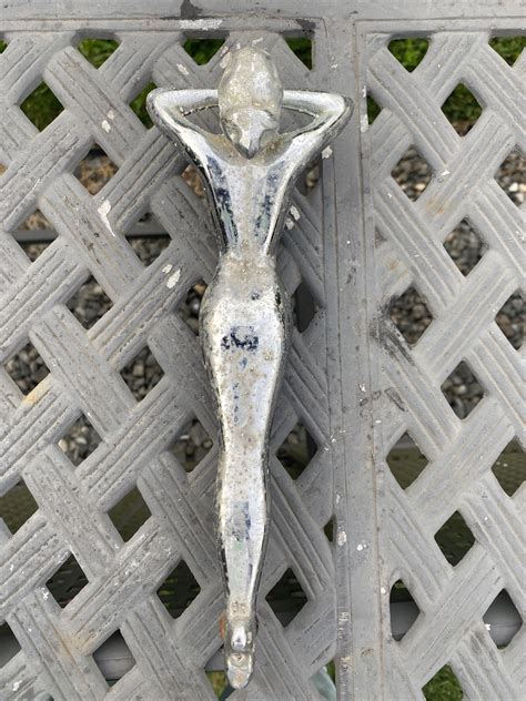 Vintage Chrome Nude Woman Hood Ornament Nash Grelly USA