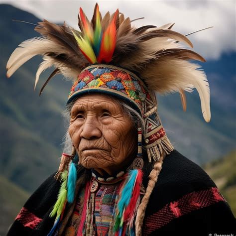 Premium AI Image An Old Man Wearing A Hat And A Feathered Headdress