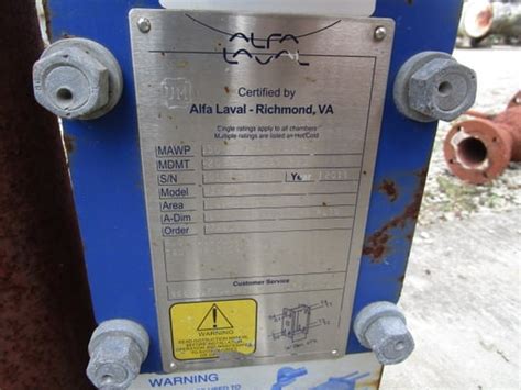 3 Sq Ft Alfa Laval M3 FG Plate Heat Exchanger 60mm Plate Thickness