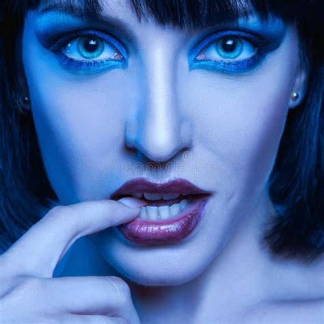 Portrait Of Sweet Brunette In Cold Tones Stock Photo Image Of Female European