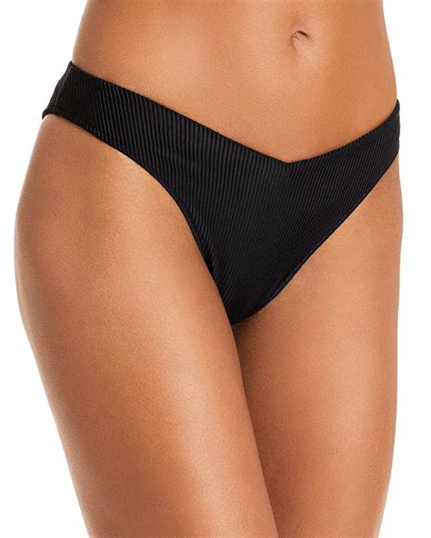 Frankies Bikinis Women S Enzo Ribbed Bikini Bottoms Solid Black X