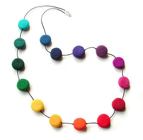 Felted Necklace Felted Multicolor Felt Necklace Felt Elements Etsy