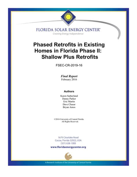 Phased Retrofits In Existing Homes In Florida Phase Ii Shallow Plus