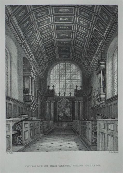 Antique Print Interior Of The Chapel Caius College Le