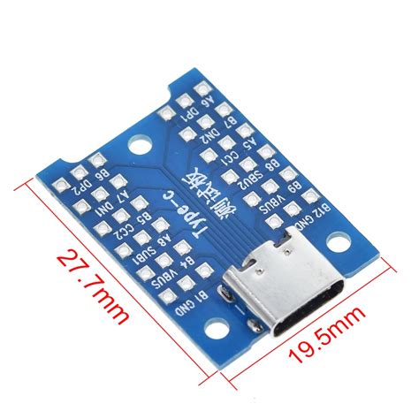 Ficha USB C fêmea PCB ligação 2 54mm