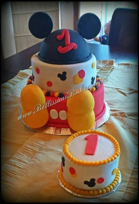 Mickey Mouse 1st Birthday Smash Cake BellissimoBakery Mickey