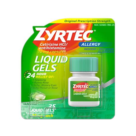 Zyrtec 24hr Allergy Relief 10mg Cetirizine Hcl Antihistamine Liquid Gels For Adults 25 Ct