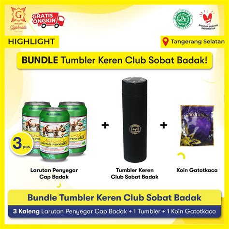 Jual Bundle 3 Kaleng Larutan Penyegar Cap Badak Tumbler Club Sobat