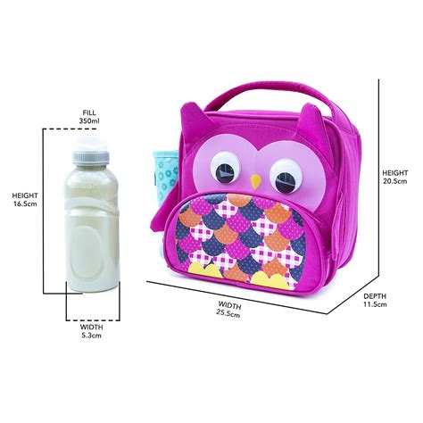 Smash Owl Insulated Lunch Bag And 350ml Bottle Pink Toptoy