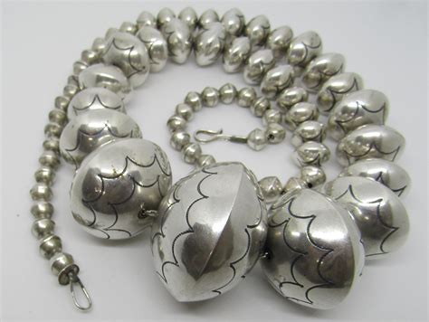 Navajo Pearls Bench Bead Necklace Sterling Silver