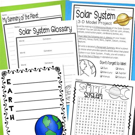 3 Solar System Activities Solar System Project 3 D Model Of Planets W Glossary And Summary Solar