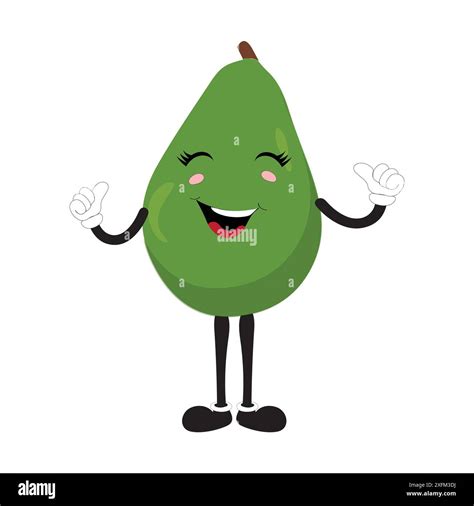 Cartoon Avocados Mascot Characters Hand Drawn Doodle Style Cartoon