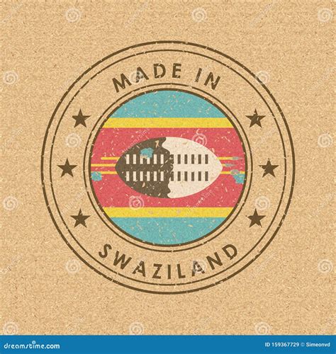 Flag of Swaziland. ESwatini. Round Label with Country Name for Unique