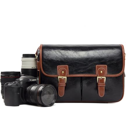 Black PU Leather DSLR Camera Message Bags – icambag