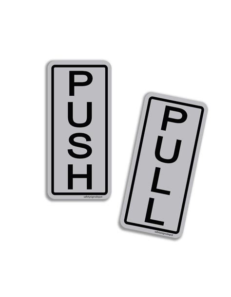 Push Pull Door Sticker Signs Vertical 2 X 5 Self Adhesive Vinyl