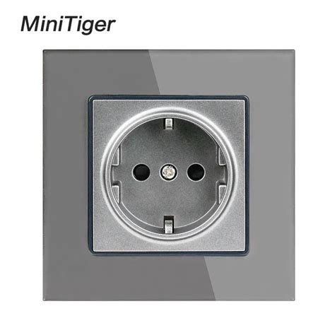 Minitiger Crystal Glass Panel Wall Power Socket Grounded 16A EU