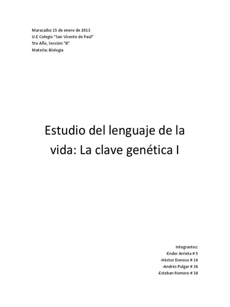 Clave Genetica Pdf Codigo Genetico Rna