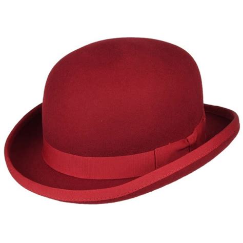 Chapeau Melon Feutre Laine Rouge Traclet Référence 17545