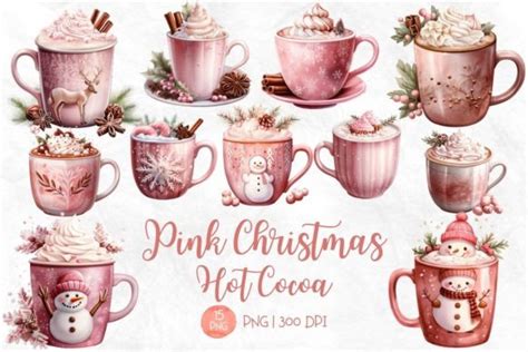 Christmas Hot Cocoa Watercolor Clipart Graphic By PimmyArt Creative Fabrica
