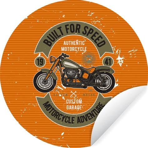 Wallcircle Muurstickers Behangcirkel Vintage Motor Oranje