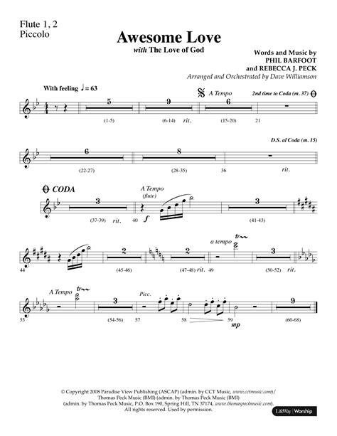 Awesome Love With The Love Of God Choral Anthem SATB Flute Sheet