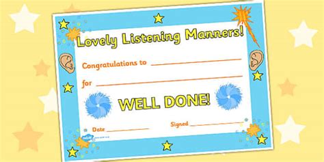 Lovely Listening Award Certificate L Insegnante Ha Fatto