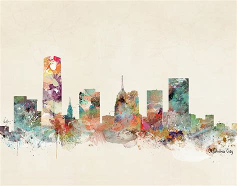 Oklahoma City Oklahoma Skyline Painting by Bri Buckley - Fine Art America