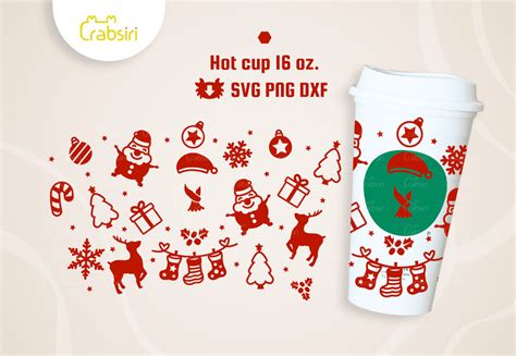 Festive Christmas Hot Cup Oz Svg Crabsiri