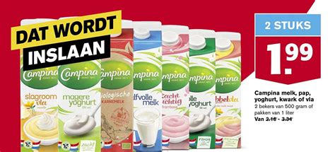 Campina Melk Pap Yoghurt Kwark Of Vla Aanbieding Bij Hoogvliet