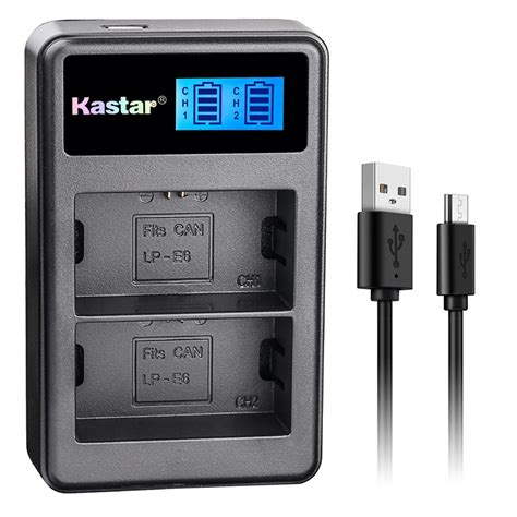 Kastar Battery LCD Dual Charger For Canon LP E6 LPE6 LP E6N Canon LC