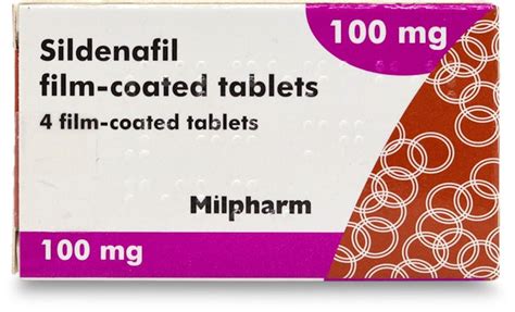 Milpharm Sildenafil 100mg Pgd 4 Tablets Medino